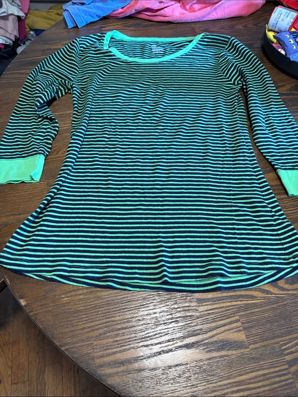 GAP Black and Mint Green Striped Long-Sleeve Tunic